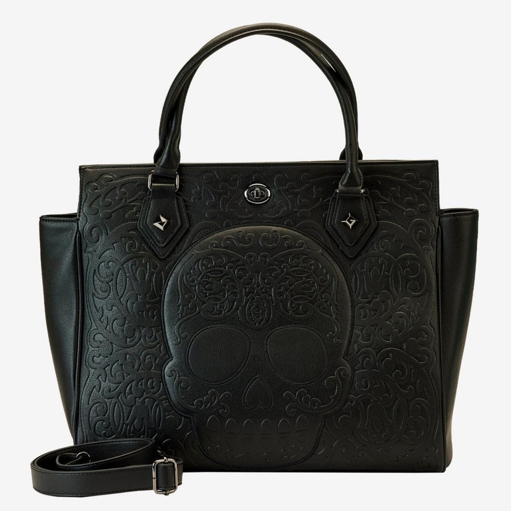 Loungefly Black Lattice Skeleton Tote Bag